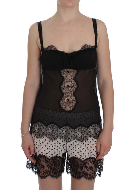 Dolce & Gabbana Black Silk Floral Lace Lingerie Top Dolce & Gabbana