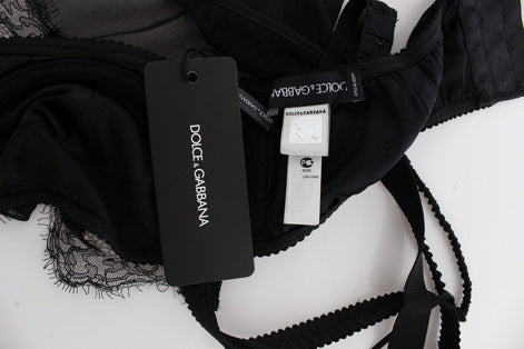 Dolce & Gabbana Black Silk Floral Lace Lingerie Top Dolce & Gabbana