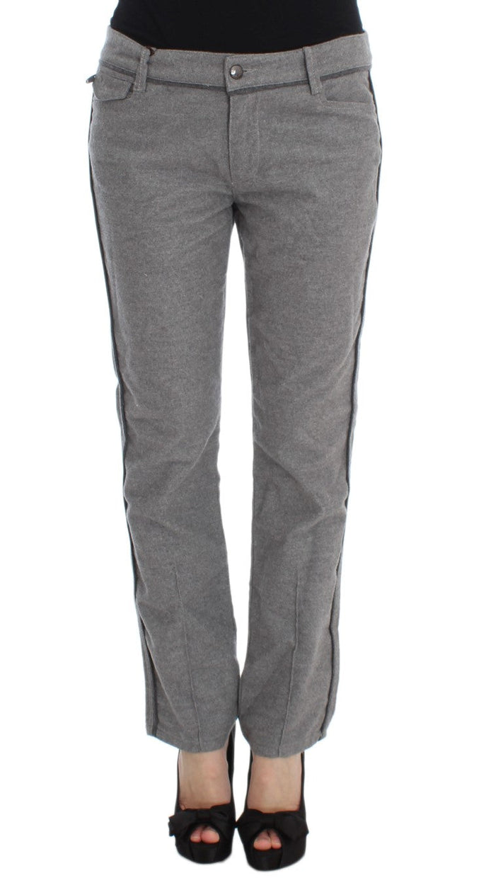 Ermanno Scervino Gray Cotton Straight Fit Casual Pants Ermanno Scervino