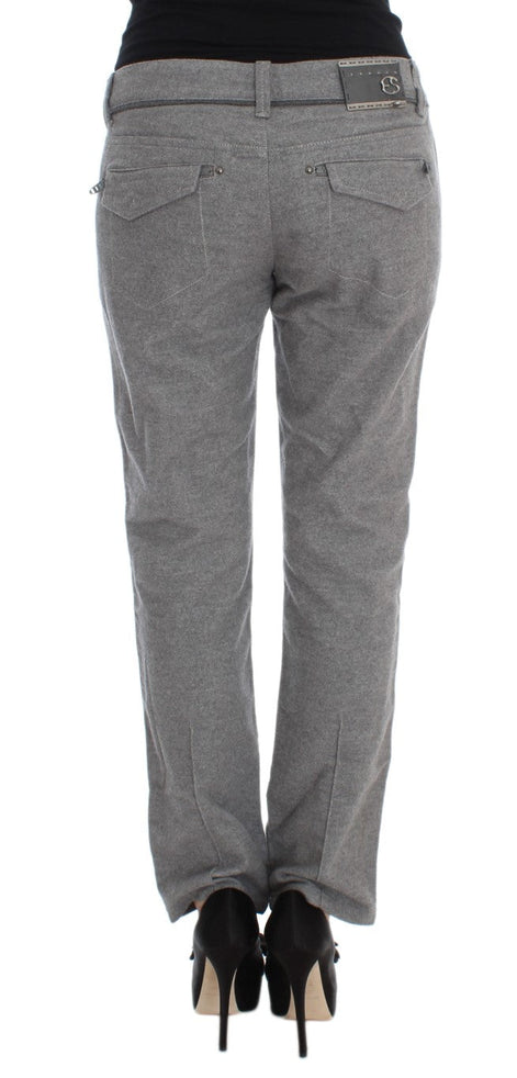 Ermanno Scervino Gray Cotton Straight Fit Casual Pants Ermanno Scervino