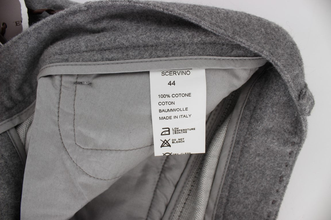 Ermanno Scervino Gray Cotton Straight Fit Casual Pants Ermanno Scervino