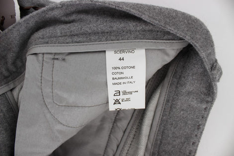 Ermanno Scervino Gray Cotton Straight Fit Casual Pants Ermanno Scervino