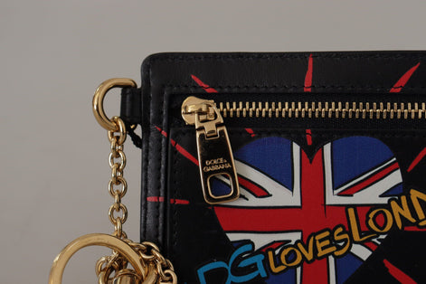 Dolce & Gabbana Black Leather #DGLovesLondon Keyring Cardholder Coin Case Dolce & Gabbana