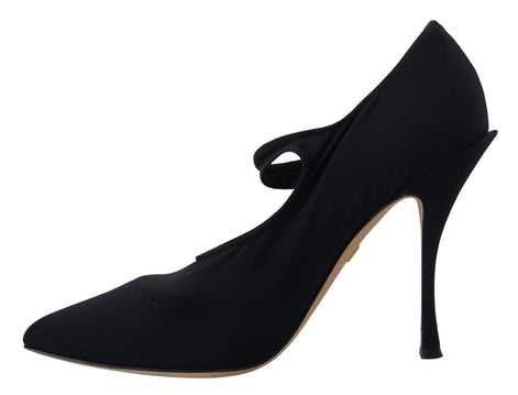 Dolce & Gabbana Black Socks Stretch Crystal Pumps Shoes Dolce & Gabbana