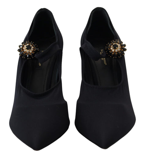 Dolce & Gabbana Black Socks Stretch Crystal Pumps Shoes Dolce & Gabbana