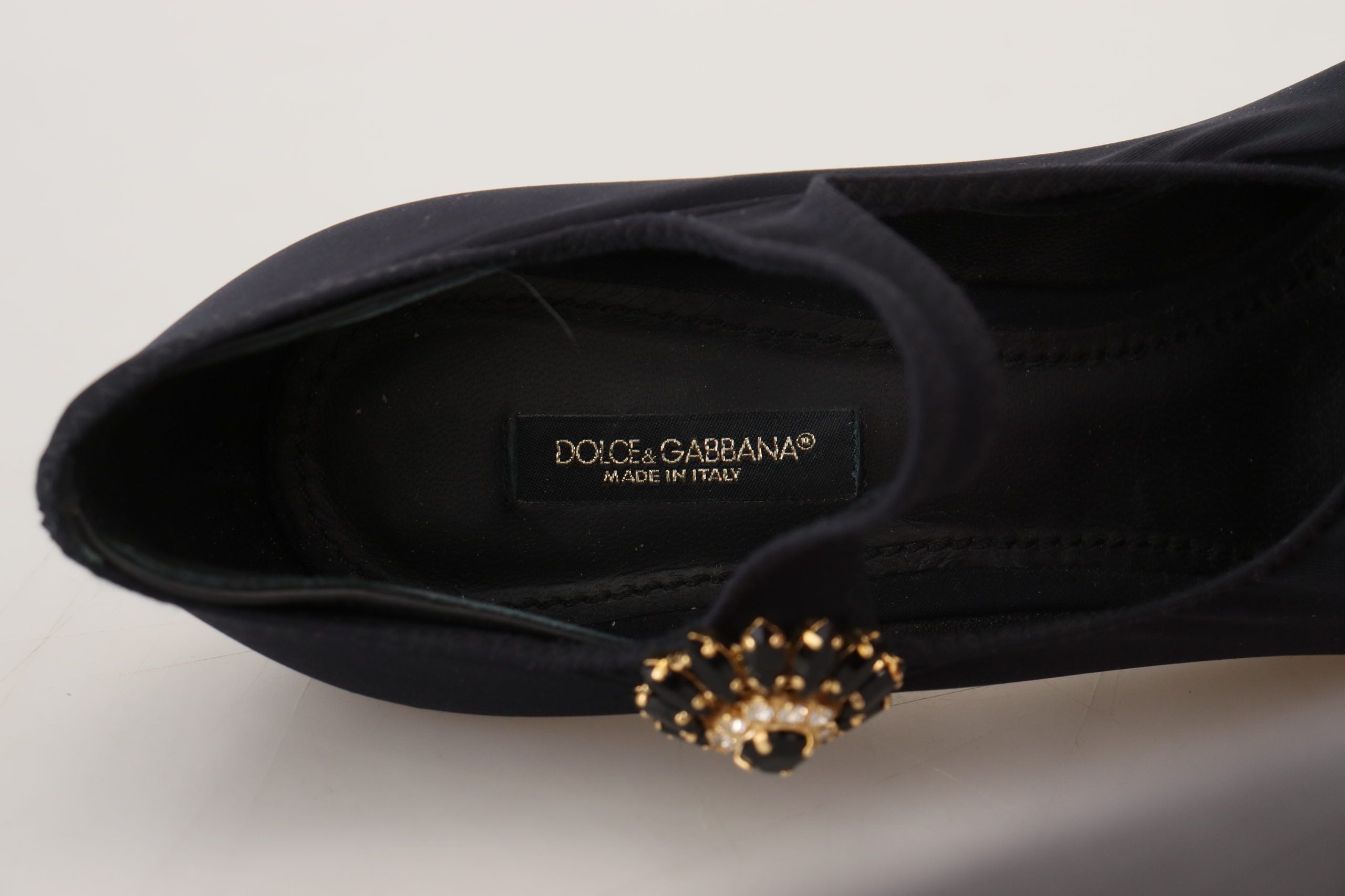 Dolce & Gabbana Black Socks Stretch Crystal Pumps Shoes Dolce & Gabbana