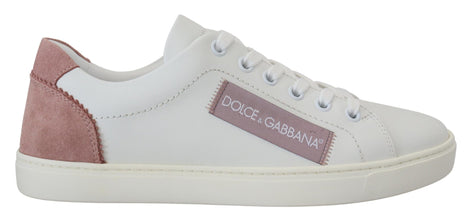 Dolce & Gabbana White Pink Leather Low Top Sneakers Shoes Dolce & Gabbana