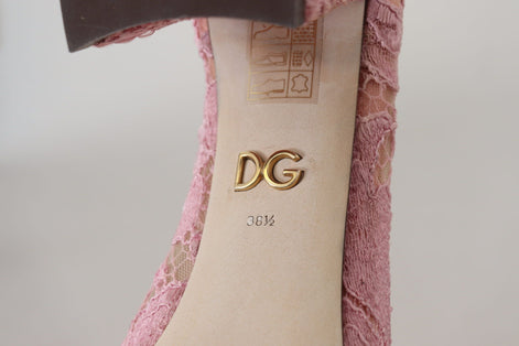 Dolce & Gabbana Pink Taormina Lace Crystal Pumps Pastel Shoes Dolce & Gabbana