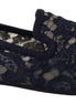 Dolce & Gabbana Blue Floral Lace Slip Ons Loafers Flats Shoes Dolce & Gabbana