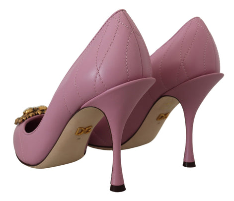 Dolce & Gabbana Pink Leather Heart DEVOTION Heels Pumps Shoes Dolce & Gabbana