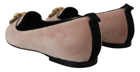 Dolce & Gabbana Pink Velvet Slip Ons Loafers Flats Shoes Dolce & Gabbana