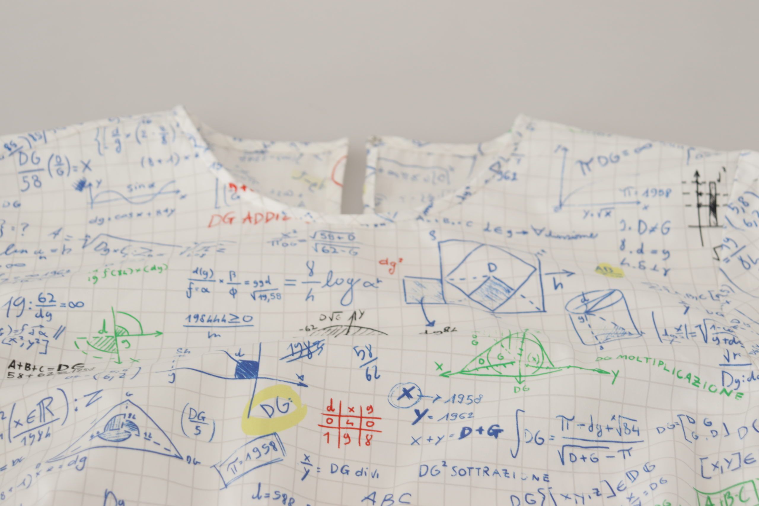 Dolce & Gabbana White Cotton Algebra Print Short Sleeves Top Dolce & Gabbana