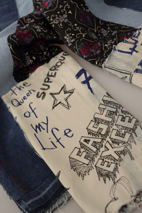 Dolce & Gabbana Multicolor Patchwork DG Fashion Wide Leg Denim Pant Dolce & Gabbana