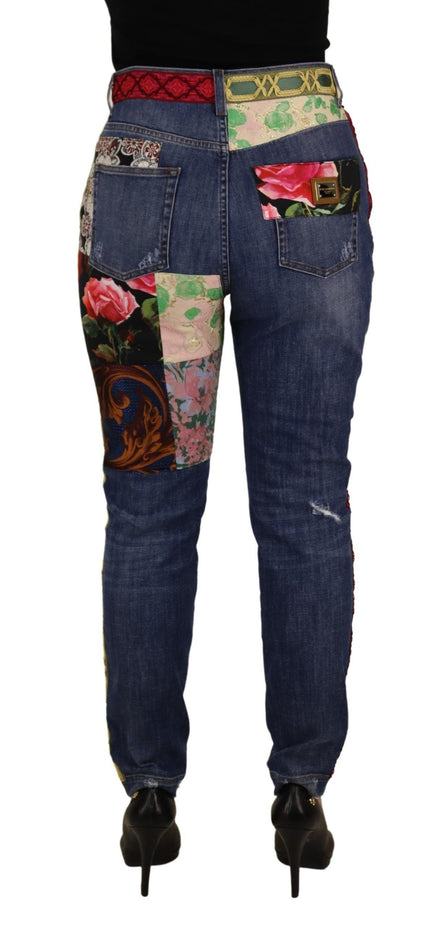 Dolce & Gabbana Blue Patchwork High Waist Denim Jeans Dolce & Gabbana