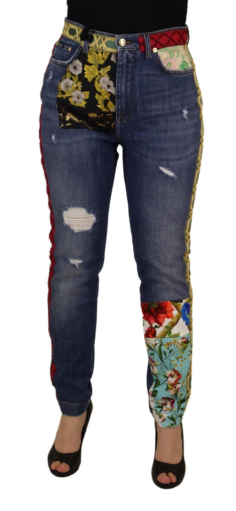 Dolce & Gabbana Blue Patchwork High Waist Denim Jeans Dolce & Gabbana