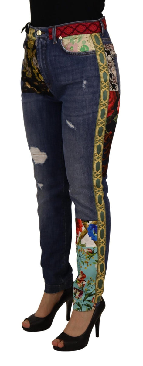 Dolce & Gabbana Blue Patchwork High Waist Denim Jeans Dolce & Gabbana