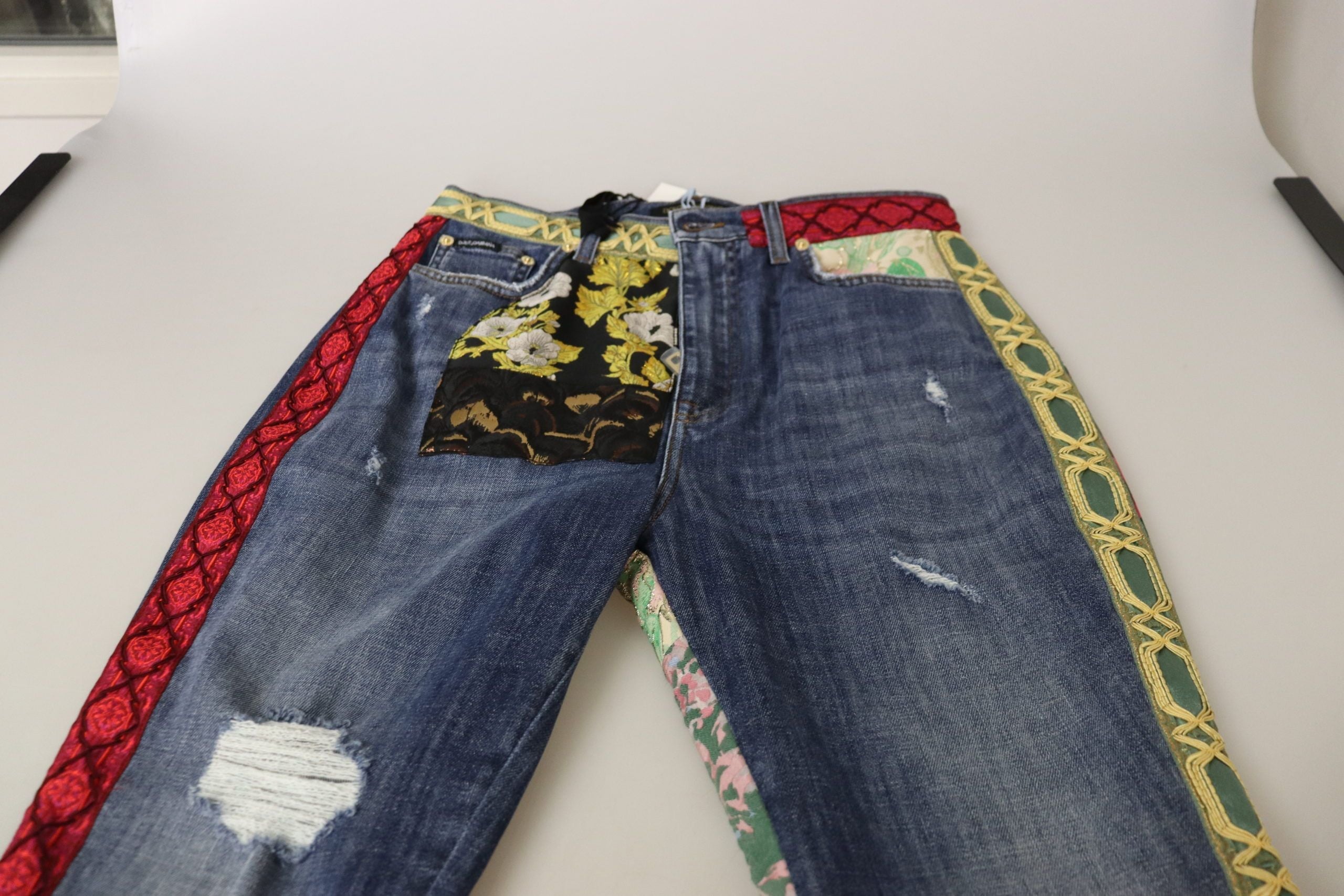 Dolce & Gabbana Blue Patchwork High Waist Denim Jeans Dolce & Gabbana