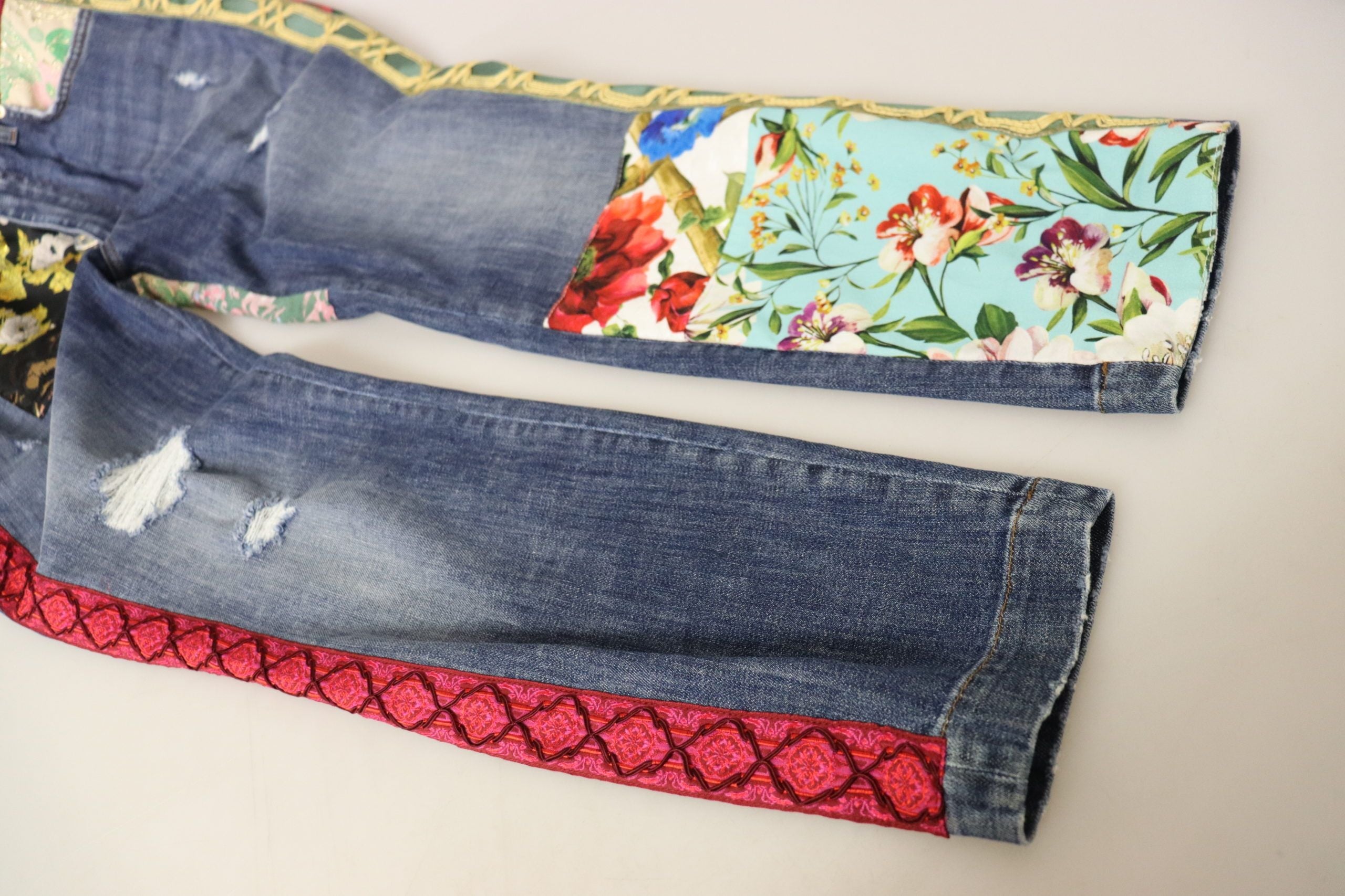 Dolce & Gabbana Blue Patchwork High Waist Denim Jeans Dolce & Gabbana
