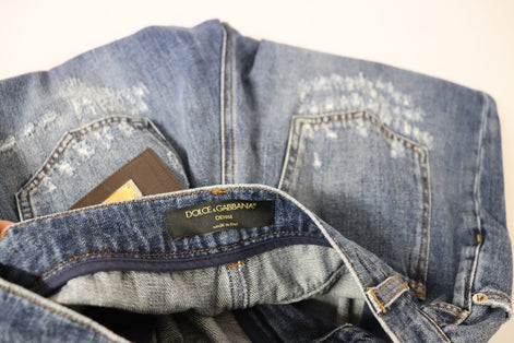 Dolce & Gabbana Blue Washed High Waist Loose Fit Pants Dolce & Gabbana