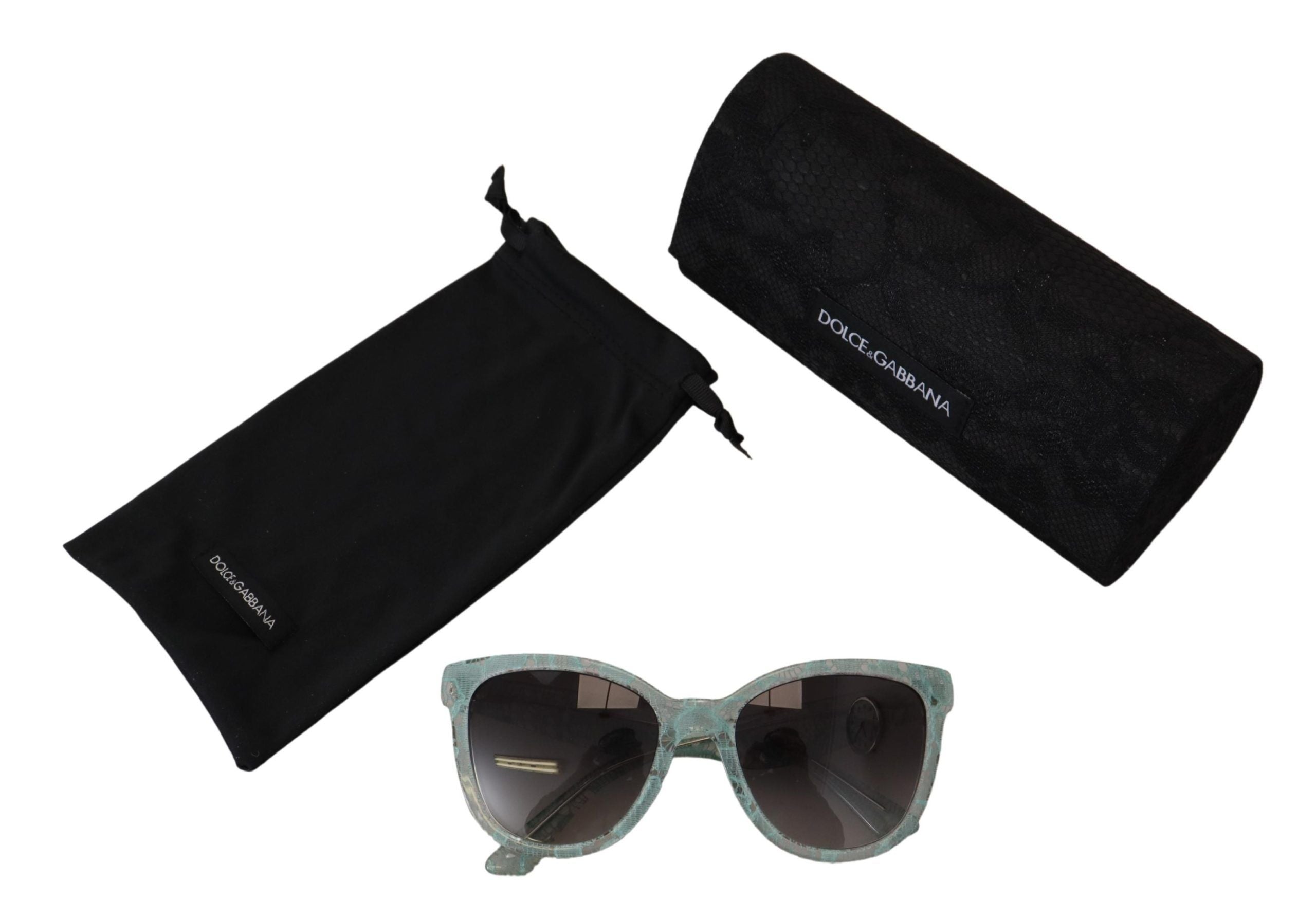 Dolce & Gabbana Blue Lace Acetate Crystal Round DG4190 Sunglasses Dolce & Gabbana