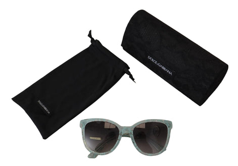 Dolce & Gabbana Blue Lace Acetate Crystal Round DG4190 Sunglasses Dolce & Gabbana