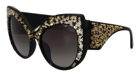 Dolce & Gabbana Black Gold Sequin Butterfly Polarized DG4326 Sunglasses Dolce & Gabbana