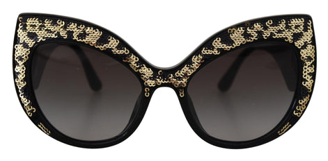 Dolce & Gabbana Black Gold Sequin Butterfly Polarized DG4326 Sunglasses Dolce & Gabbana