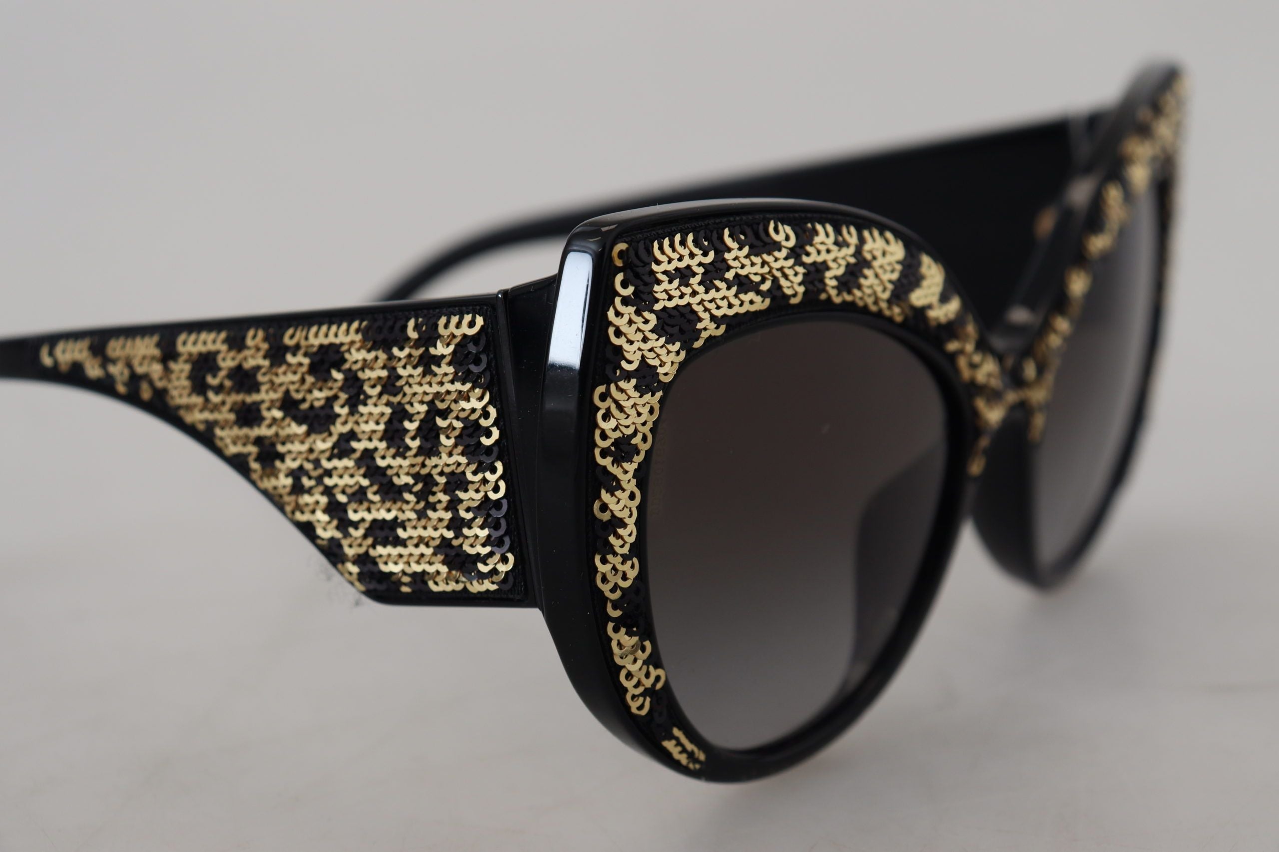 Dolce & Gabbana Black Gold Sequin Butterfly Polarized DG4326 Sunglasses Dolce & Gabbana