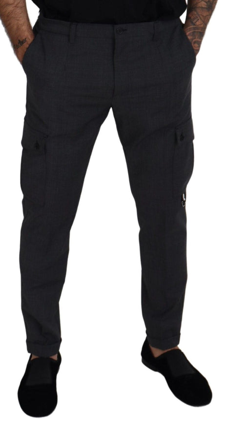 Dolce & Gabbana Gray Checked Cargo Trousers Stretch Pants Dolce & Gabbana