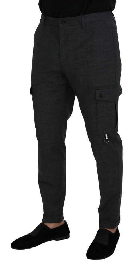 Dolce & Gabbana Gray Checked Cargo Trousers Stretch Pants Dolce & Gabbana