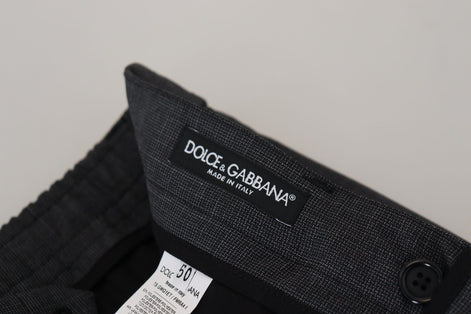 Dolce & Gabbana Gray Checked Cargo Trousers Stretch Pants Dolce & Gabbana