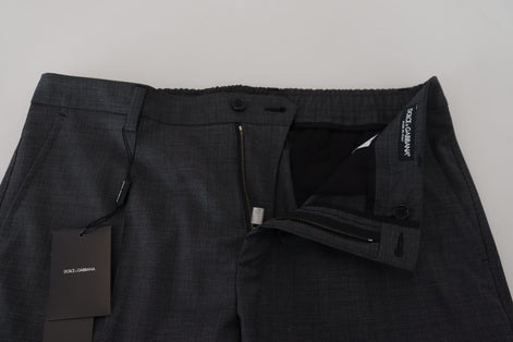 Dolce & Gabbana Gray Checked Cargo Trousers Stretch Pants Dolce & Gabbana