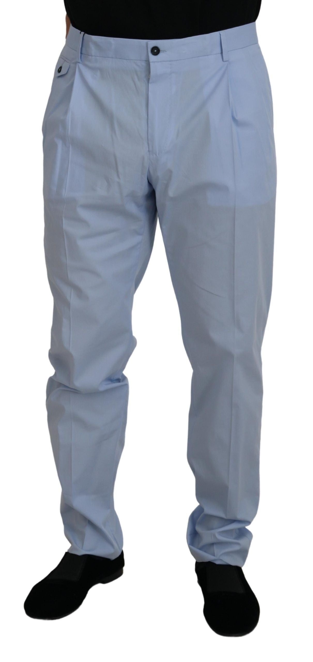 Dolce & Gabbana Blue Cotton Stretch Trousers Chinos Pants Dolce & Gabbana