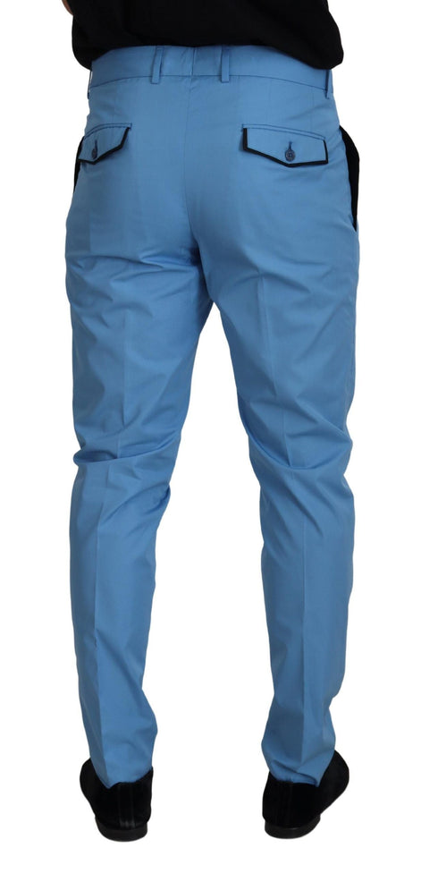 Dolce & Gabbana Blue Cotton Silk Trousers Chinos Pants Dolce & Gabbana