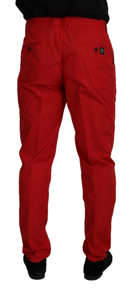 Dolce & Gabbana Red Cotton Slim Fit Trousers Chinos Pants Dolce & Gabbana