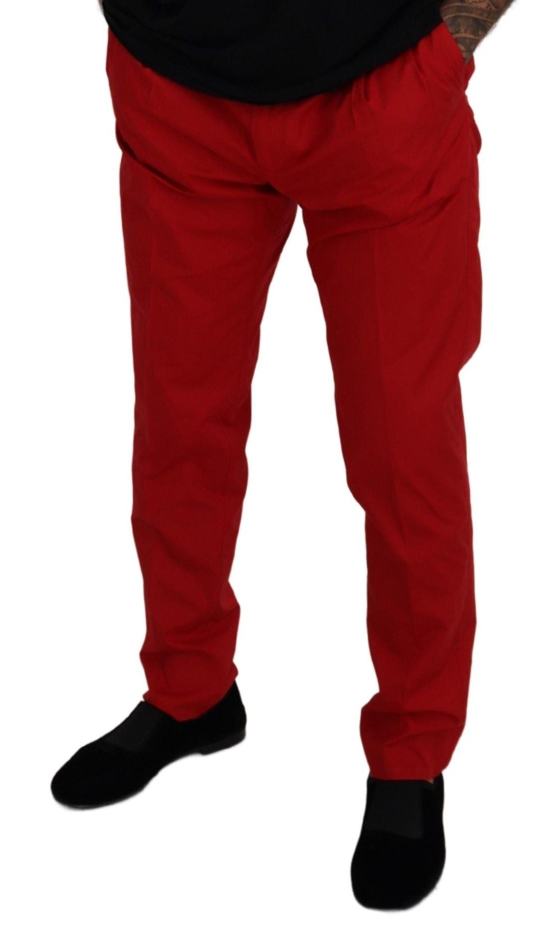 Dolce & Gabbana Red Cotton Slim Fit Trousers Chinos Pants Dolce & Gabbana