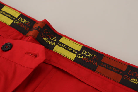 Dolce & Gabbana Red Cotton Slim Fit Trousers Chinos Pants Dolce & Gabbana