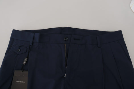 Dolce & Gabbana Blue Cotton Slim Trousers Chinos Pants Dolce & Gabbana