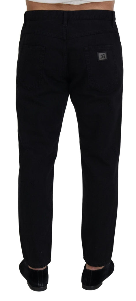 Dolce & Gabbana Black Loose Regular Torn Cotton Jeans Dolce & Gabbana