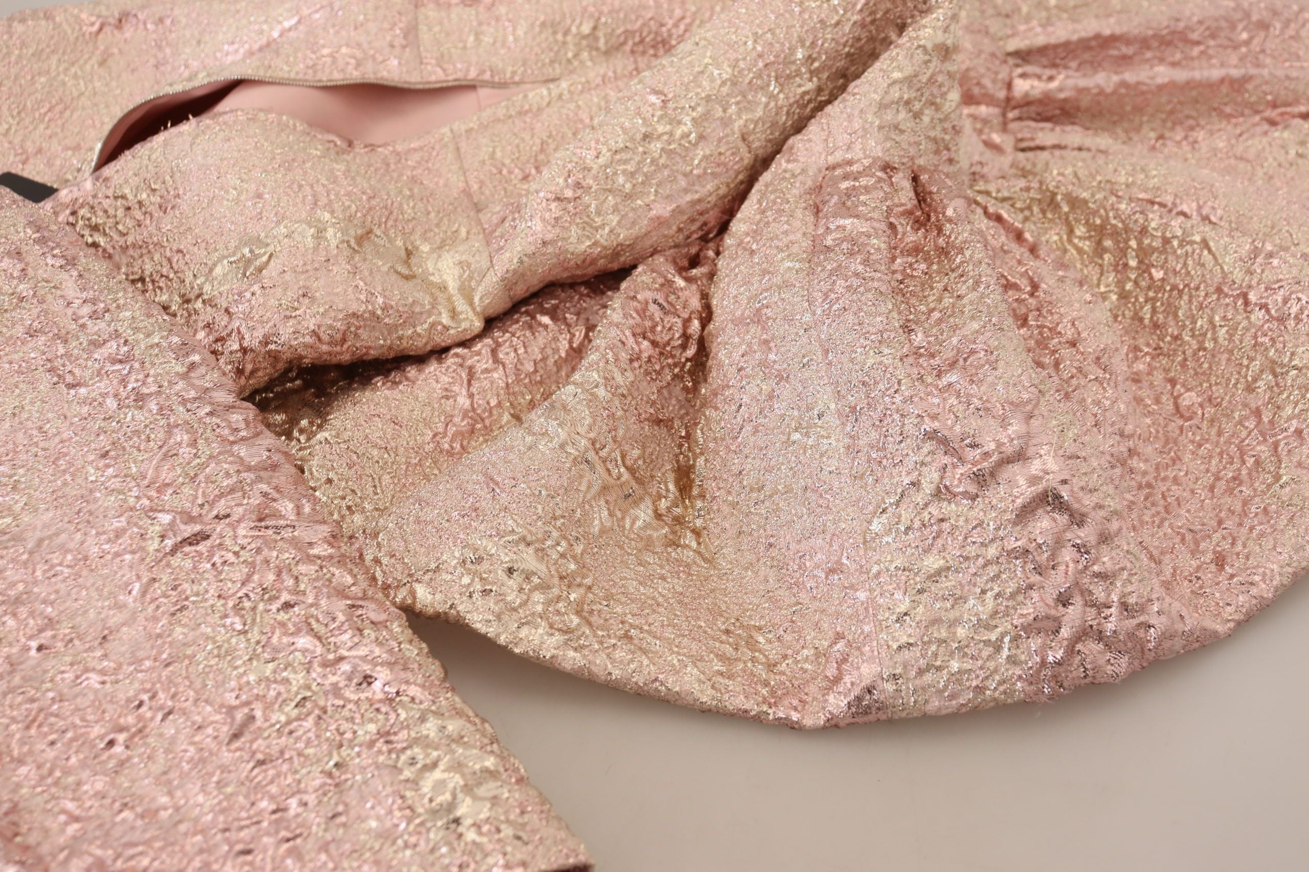 Dolce & Gabbana Pink Jaquard 3/4 Sleeve Sheath Midi Dress Dolce & Gabbana