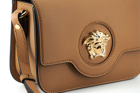 Versace Elegant Calf Leather Shoulder Bag in Brown Versace