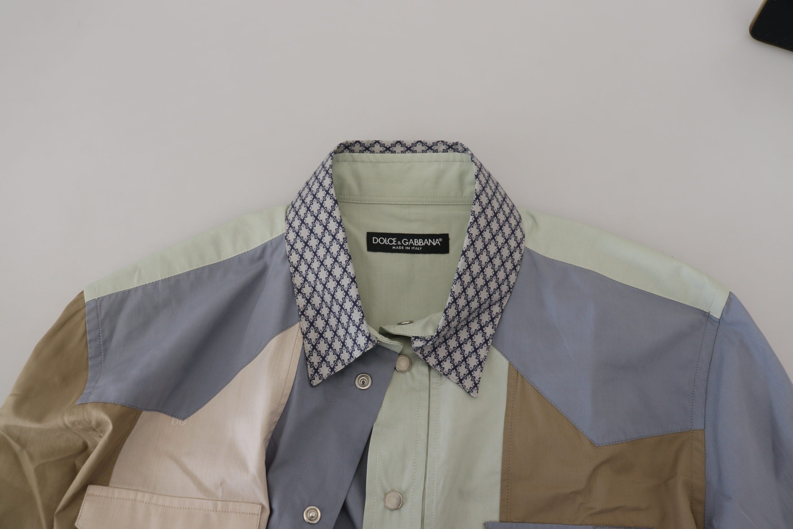 Dolce & Gabbana Multicolor Cotton Patchwork Slim Shirt Dolce & Gabbana