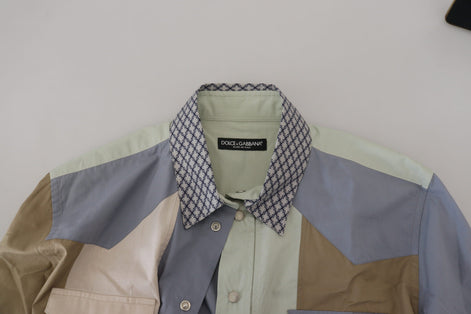 Dolce & Gabbana Multicolor Cotton Patchwork Slim Shirt Dolce & Gabbana