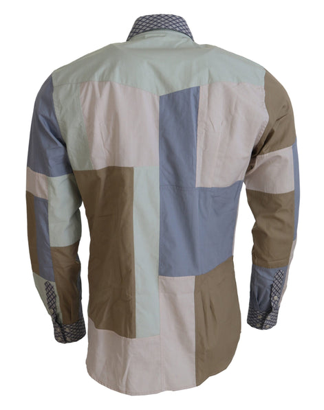 Dolce & Gabbana Multicolor Cotton Patchwork Slim Shirt Dolce & Gabbana