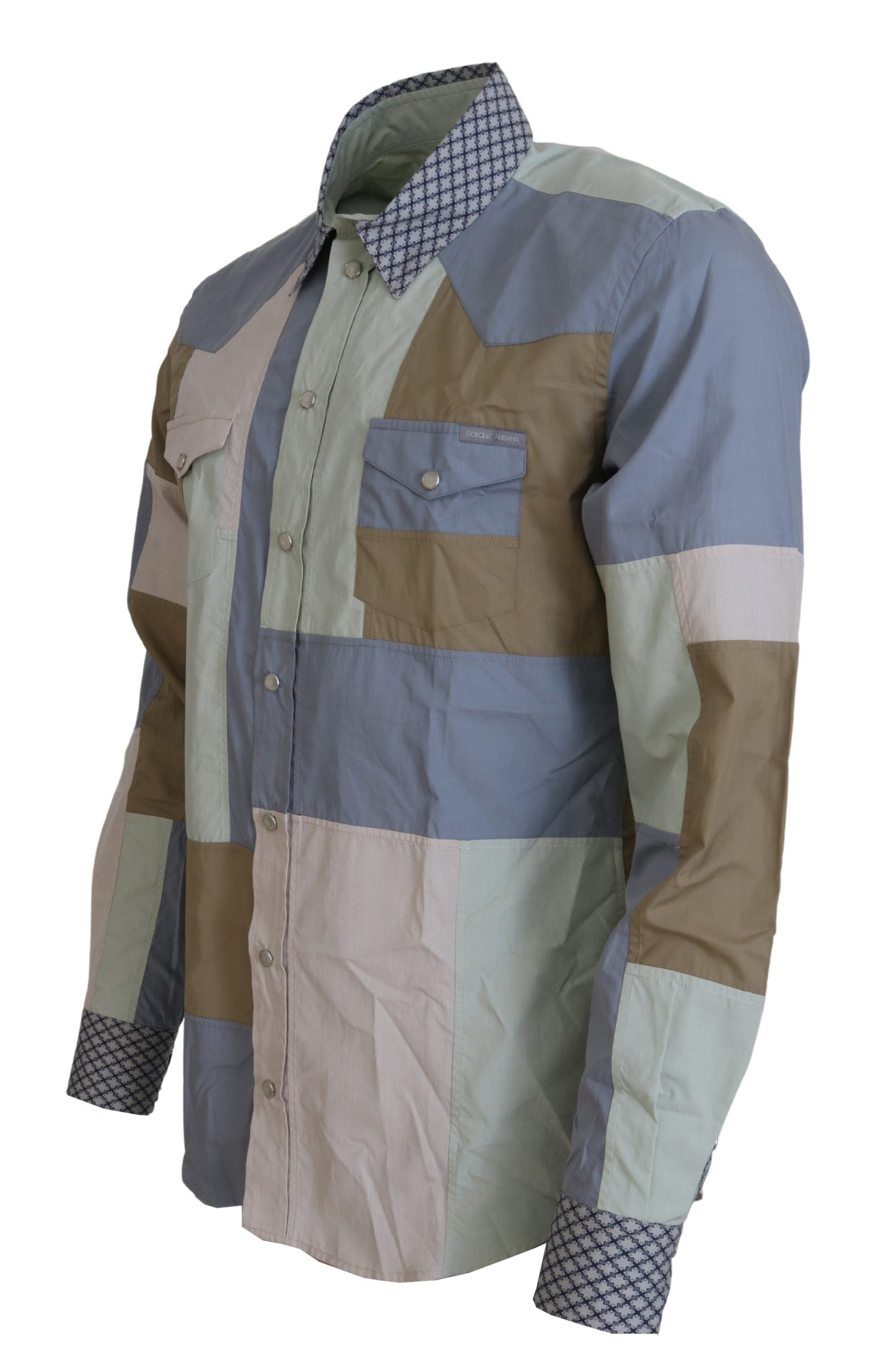 Dolce & Gabbana Multicolor Cotton Patchwork Slim Shirt Dolce & Gabbana
