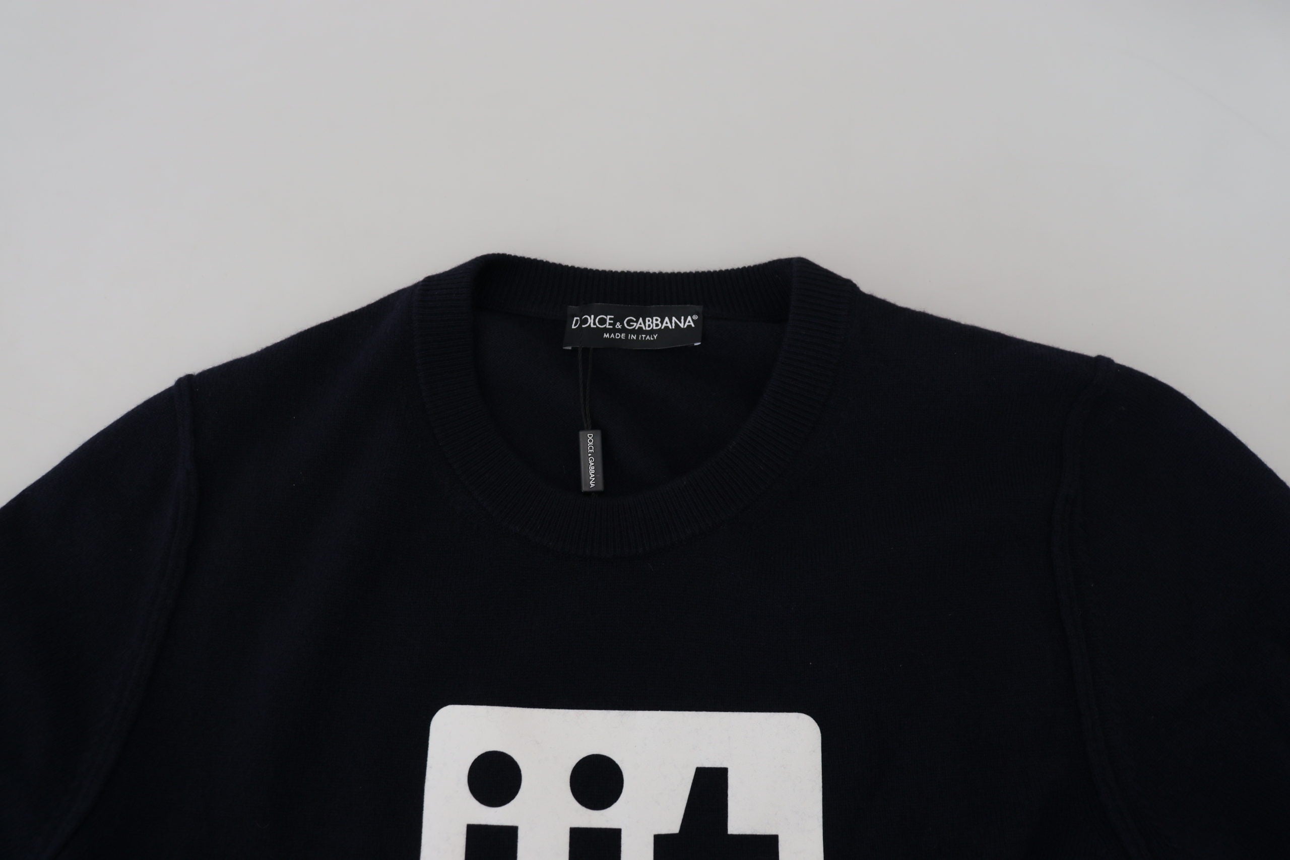 Dolce & Gabbana Blue Cashmere iit Print Pullover Sweater Dolce & Gabbana