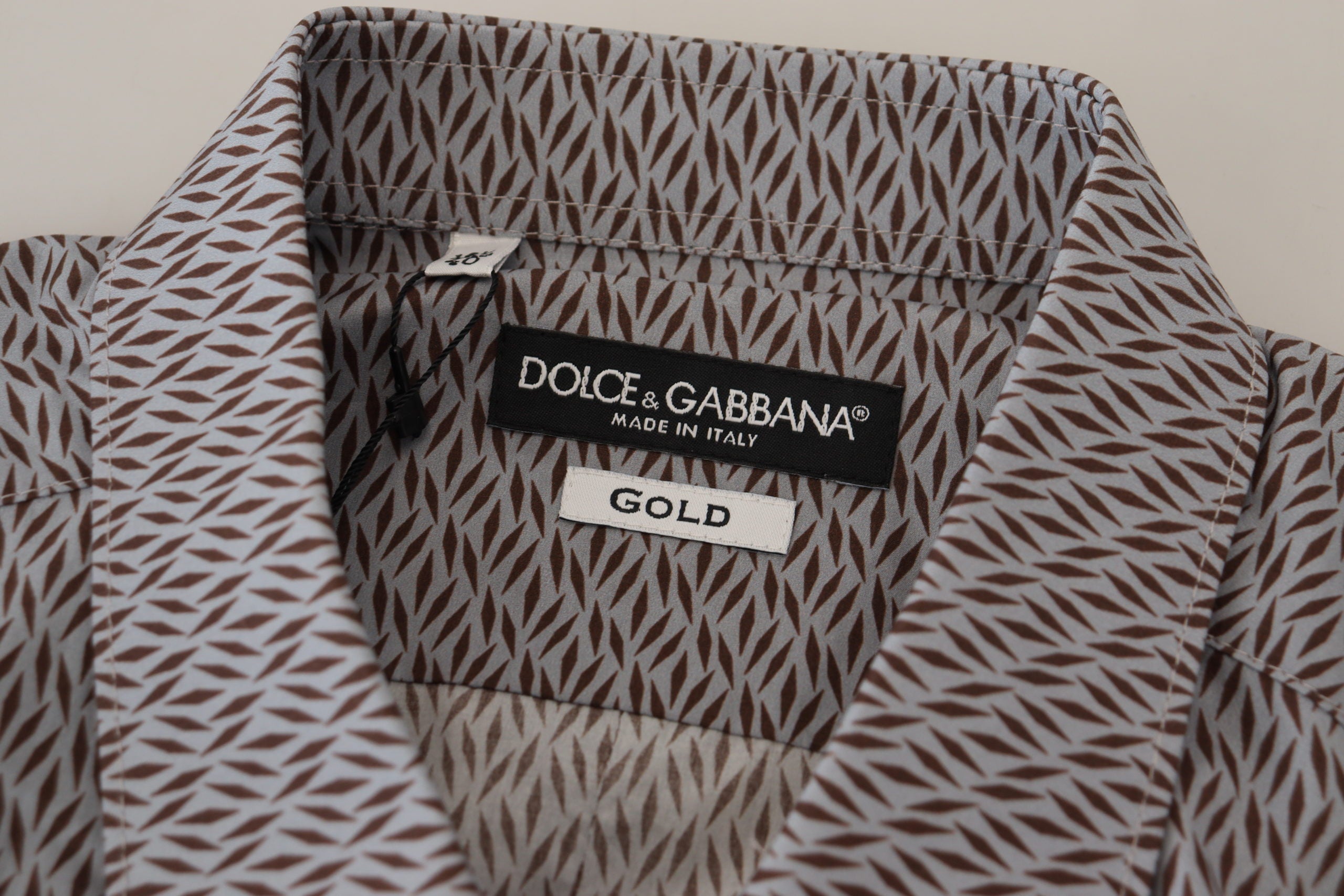 Dolce & Gabbana Gray Brown GOLD Slim Fit Dress Formal Shirt Dolce & Gabbana