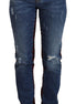 Dolce & Gabbana Blue Checkered Back Skinny Denim Jeans Dolce & Gabbana