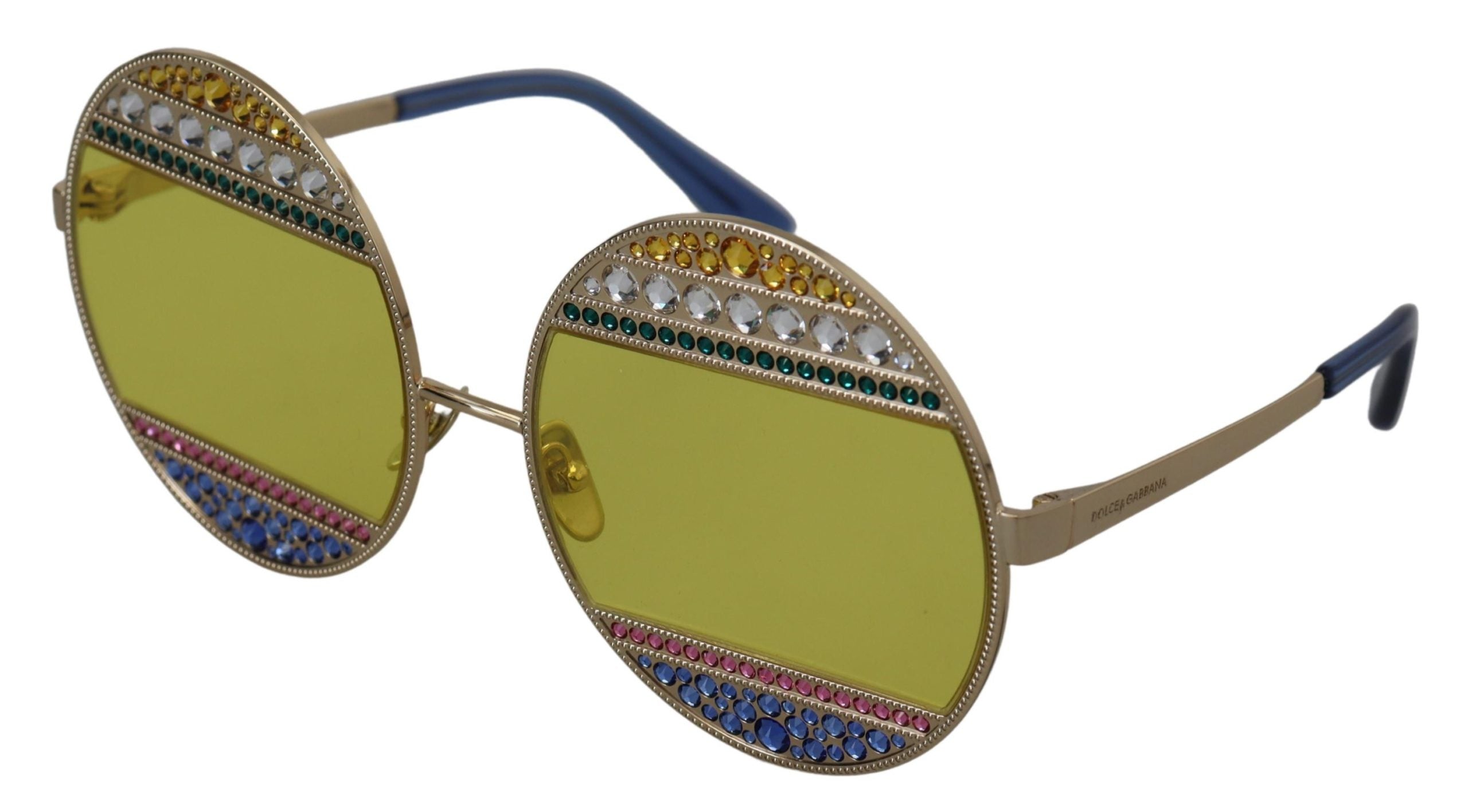 Dolce & Gabbana Gold Oval Metal Crystals Shades DG2209B Sunglasses Dolce & Gabbana