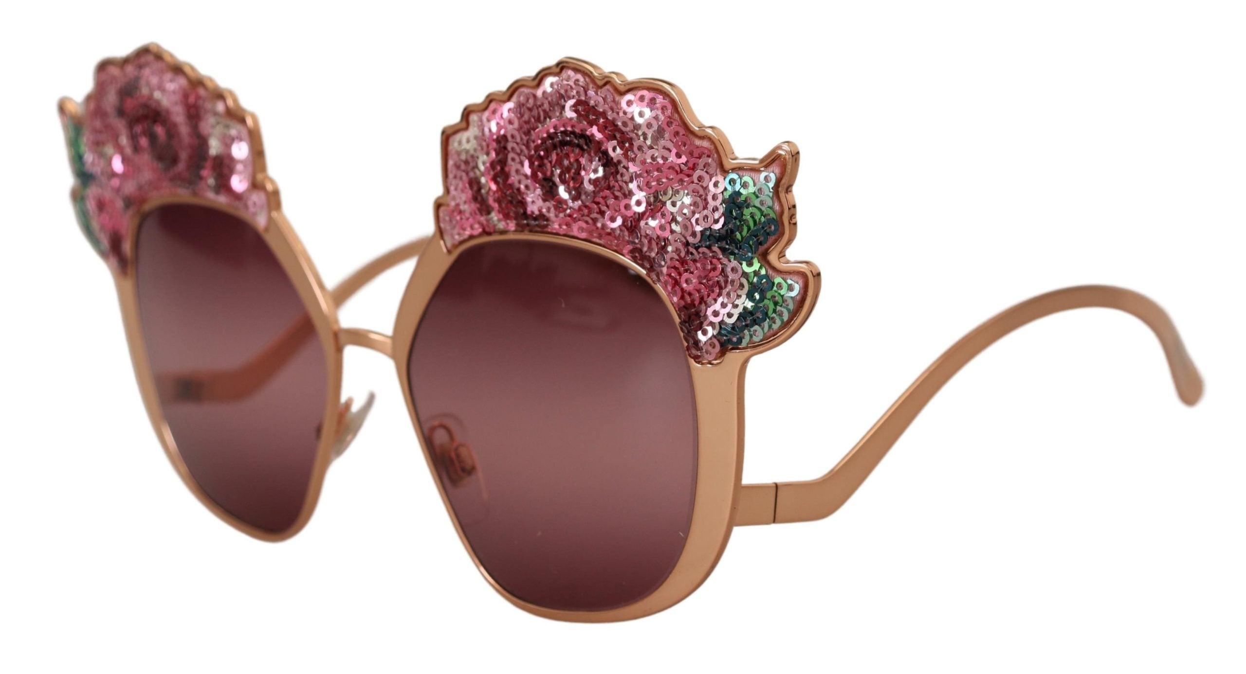 Dolce & Gabbana Pink Gold Rose Sequin Embroidery DG2202 Sunglasses Dolce & Gabbana